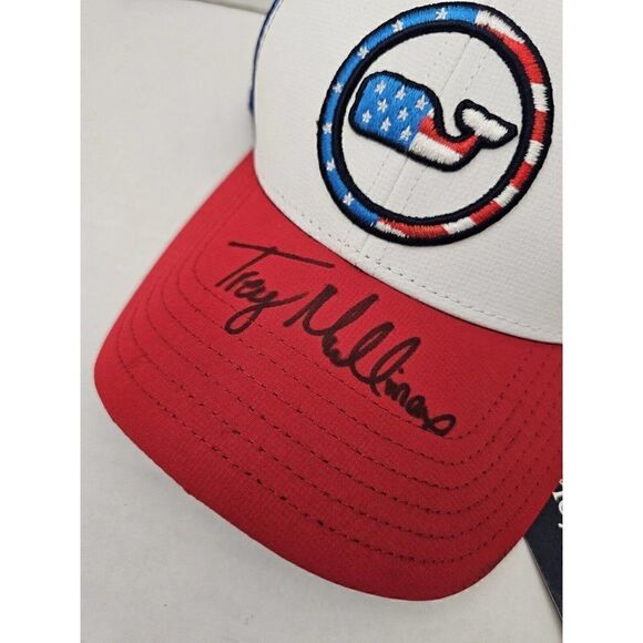 Vineyard Vines Patriotic Trucker Hat - Whale Red White Blue Low Pro Perf Mesh - Picture 3 of 6